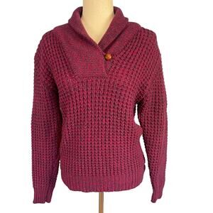 Woolrich 90’s Women's Rolled Collar Wool Blend Sweater Fuchsia Sweater Medium